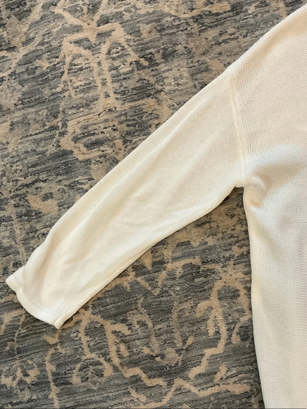 Investments Women's V-Neck Ribbed textured Cream Sweater NWOT small cottagecore